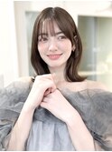 くびれヘアアプリコットオレンジ夏ヘアハイライトカラー