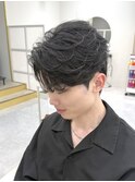 フェザーパーマ_センターパートカルマパーマ髪質改善メンズ
