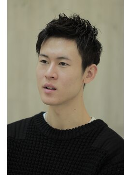 ヌーム 塚本店(NOOM) ベリーショートでツーブロック黒髪ツヤワイルドアップバング