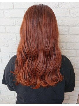 パザパ 交り江店(PA.ZA.PA.) カッパービビットオレンジ×韓国風巻き髪　20代30代40代