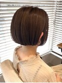 大人かわいい★ぱっつんボブ★ツヤ感ベージュ★カーキグレージュ