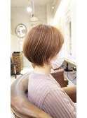 20代~40代小顔丸みショートボブベージュ