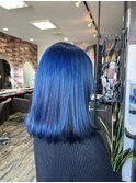 重めボブ学生人気カラーブルーレイヤーカット内巻き