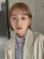 ガーデンヨコハマ(GARDEN YOKOHAMA) ミニボブ切りっぱなしタッセルボブwカラーピンクベージュ外ハネ