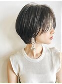 クールレイヤー美シルエットショートボブ前髪なし