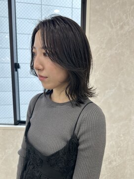 アトモスサニーテラス(Atmos sunny terrace) くびれレイヤーボブ  ×  艶グレージュ