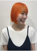 ビタミンオレンジ/派手髪ボブ/きりっぱなしボブ