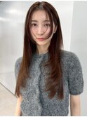 顔周りレイヤー ピンクブラウン ロングレイヤー 韓国 髪質改善