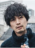 2WAYバングルーズシャドウパーマメンズミディアムウルフ20代30代