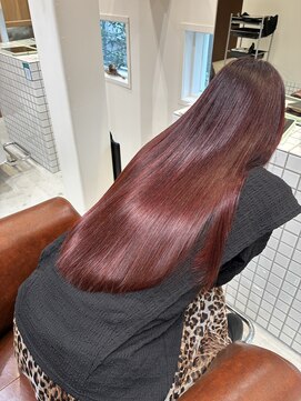 美革ストレート　ボルドーカラー