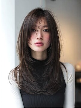 ダル 渋谷/表参道(DAL.) ハッシュカットバタフライカットダークブラウンカーテンバング