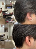 ワックスなしツーブロックメンズセンターパートニュアンスパーマ