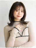 くびれミディアム×ケアカラー×オリーブブラウン
