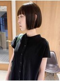久保田)ミニボブ切りっぱなしカットオリーブベージュ