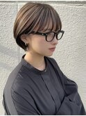札幌大通　ハイライトカラー×まるみショートボブ