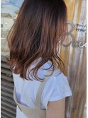 ハイライトカラーオレンジベージュ＊ロングボブ＊Bambi＊松平愛