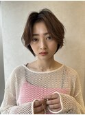 10代20代30代ショートボブブリーチなしダブルカラー丸みショート
