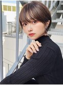 小顔ヘアふんわりショート簡単スタイリングブリーチなしカラー