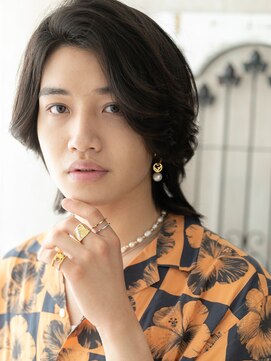 グルーミングサロン バーバー キャッスル 北浦和西口(Grooming salon Barber Castle) CカールでルーズなかきあげバングメンズロングウルフE北浦和