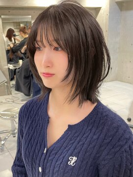 サイン 表参道(SIGN) 韓国ヘアーハッシュカットレイヤーカットグレージュブリーチ無し