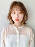 くびれヘアアプリコットオレンジ夏ヘアハイライトカラー