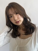 シェル 津山の手店(shel)&nbsp;20代30代40代小顔ミディアムレイヤー/ココアベージュ/冬カラー