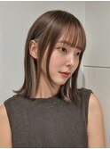 インナーカラー　イヤリングカラー　ベージュ　グレージュ