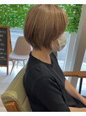 脱白髪染めハイライトベージュショート＊