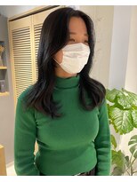 コフィー バイ メルト 吉祥寺(cofy by melt)&nbsp;【松本咲花】黒髪センターパートロング　韓国風レイヤーカット