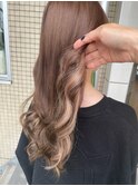 斜めバング/グレージュカラー/デザインカラー/シルキーベージュ