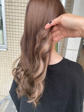 ジュジュル 稲毛本店(jujur) 斜めバング/グレージュカラー/デザインカラー/シルキーベージュ