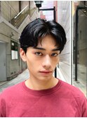 艶センターパートニュアンスパーマダークアッシュ韓国マッシュ