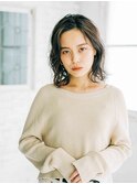 黒髪ボブルフネビージュ小顔ワンレンスペインカール