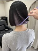 切りっぱなしミニボブ　インナーピンクパープル