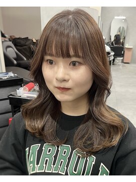 ジエクトカナウ 梅田 【顔周り似合わせカット】姫カットレイヤー/くすみベージュ