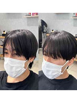 アッシュ 高幡不動店(Ash) ニュアンスパーマツーブロックシースルーマッシュ曲がる縮毛矯正