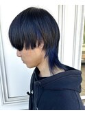 ハイトーン/個性的/派手髪/メンズウルフカット/ブルーカラー