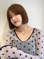 ガーデンヨコハマ(GARDEN YOKOHAMA)&nbsp;切りっぱなし　ミニボブ　前髪なし　ヘーゼルグレージュ　内巻き