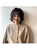 大人ニュアンスくびれボブ × 透け感ダークカラー