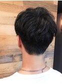 上げ流しバングのラフパーマ