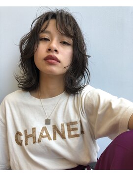 ムード マグ レーベル 南松本(MOOD Mag Label) 20代30代ミディアムウルフ乾かすだけアッシュグレージュ透明感