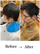 ヨシザワインク ハコザキ 水天宮前 日本橋人形町(YOSHIZAWA Inc.HAKOZAKI)&nbsp;ラフショート/刈り上げ/ビフォーアフター/アップバング/メンズ