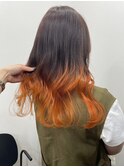 オレンジ裾カラー★韓国/顔周り/髪質改善/学割U24/ケアブリーチ