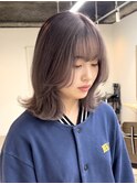 黒髪/グレーベージュ/レイヤーロング/前髪パーマ[西船橋/津田沼]