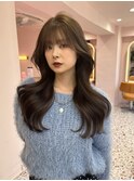 韓国ヘア/顔まわりカット/くびれヘア/前髪あり/