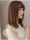 カーキベージュエンドカラー顔回りレイヤーロングX志木20代30代