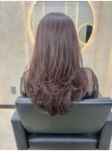 ホワイトグレージュミニウルフチェリーブラウンデジタルパーマ