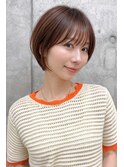 透明感カラー ボブ 前髪 ショート カラー ブリーチ&ダブルカラー