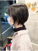 伸ばしかけにも◎暗髪こなれ丸みショートボブ40代梅ヶ丘美容室