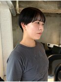ベリーショート　暗髪　艶カラー